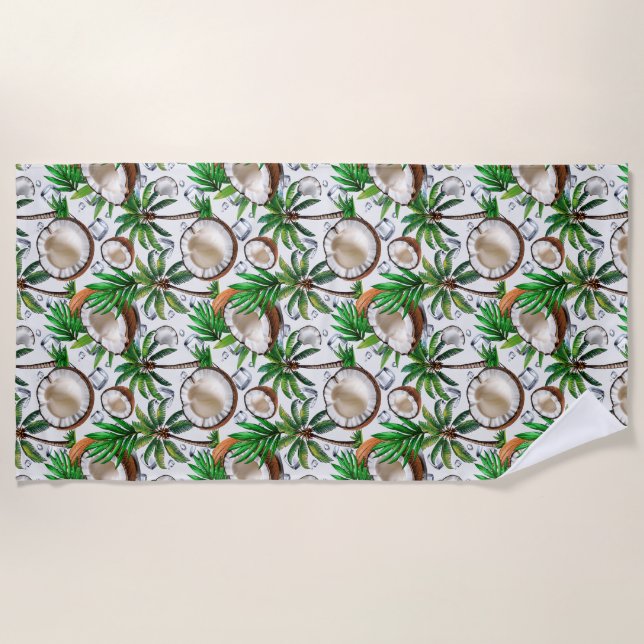Serviette De Plage Cocotier Palm Tree Tropical Motif Design (Devant)