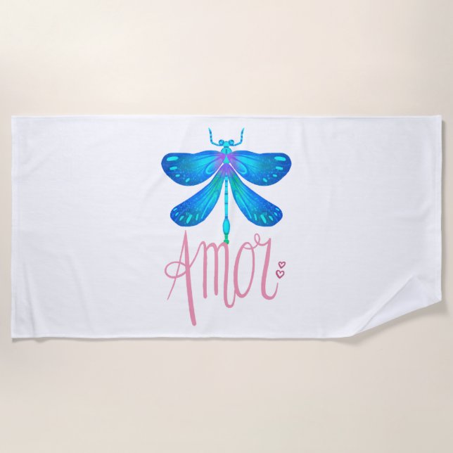Serviette De Plage coeur de libellule (Devant)