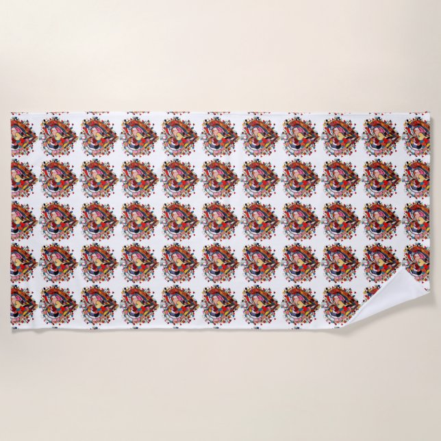 Serviette De Plage Cœur Mosaïque d'Amour (Devant)