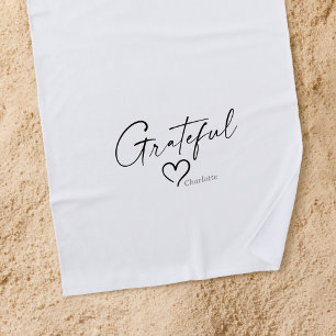 Serviette De Plage Coeur reconnaissant Votre nom Script minimal d'e