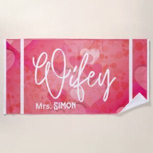 Serviette De Plage Coeur Wifey personnalisé
