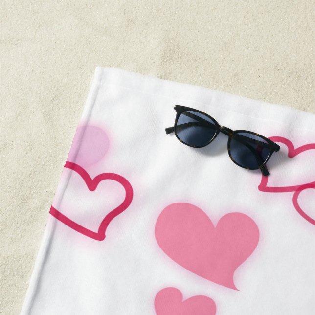 Serviette De Plage Coeurs (En situation)
