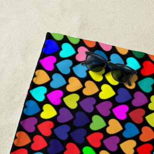 SERVIETTE DE PLAGE COEURS D'ARC-EN-CIEL