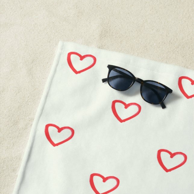Serviette De Plage Coeurs rouges Motif, mignonne, amour (En situation)