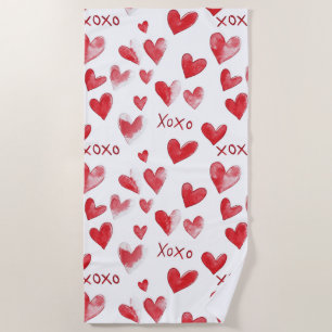 Serviette De Plage Coeurs rouges XOXO Love