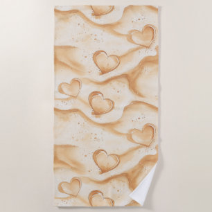 Serviette De Plage Cœurs tropicaux dans la plage de sable