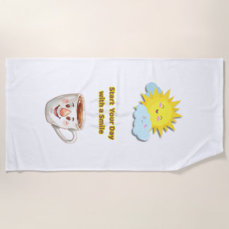Serviette De Plage Coffee Time – Cute Smiling Cup