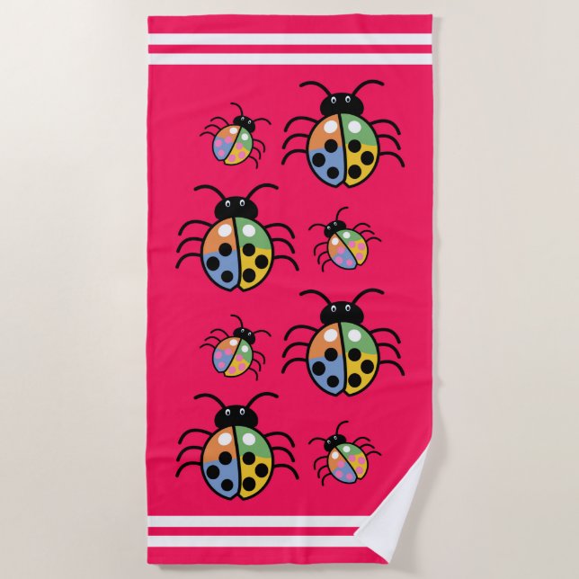 Serviette De Plage Coléoptères Colorés (Devant)
