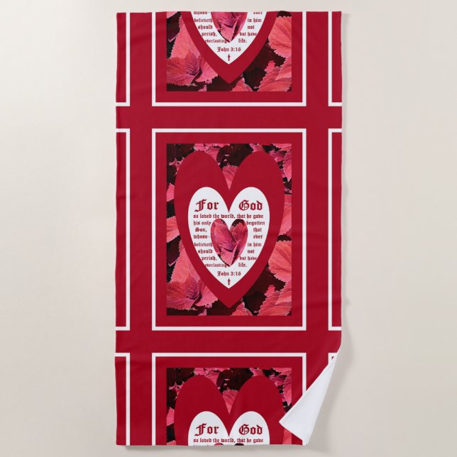 Serviette De Plage Coleus Close-up with John 3:16 (Devant)