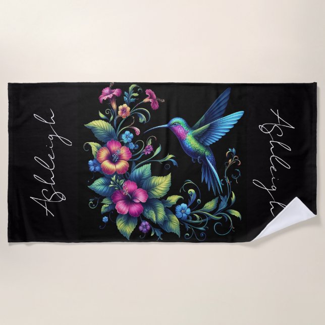Serviette De Plage Colibri personnalisé (Devant)