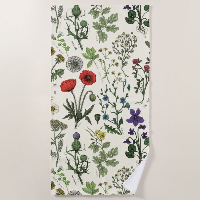 Serviette De Plage Collage de fleurs sauvages (Devant)