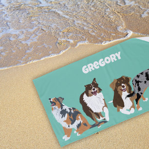 Serviette De Plage Collage des bergers australiens Chiens australiens