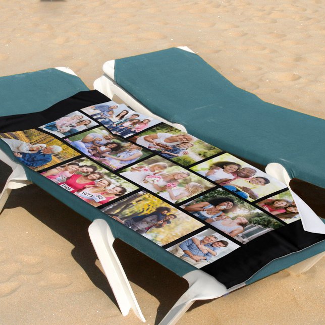 Serviette De Plage Collage photo 12 Grille de maçonnerie photo noir (Créateur téléchargé)