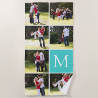 Serviette De Plage Collage photo avec 7 photos et monogramme