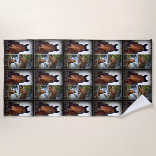 Serviette De Plage Collage photo de cheval Brown,