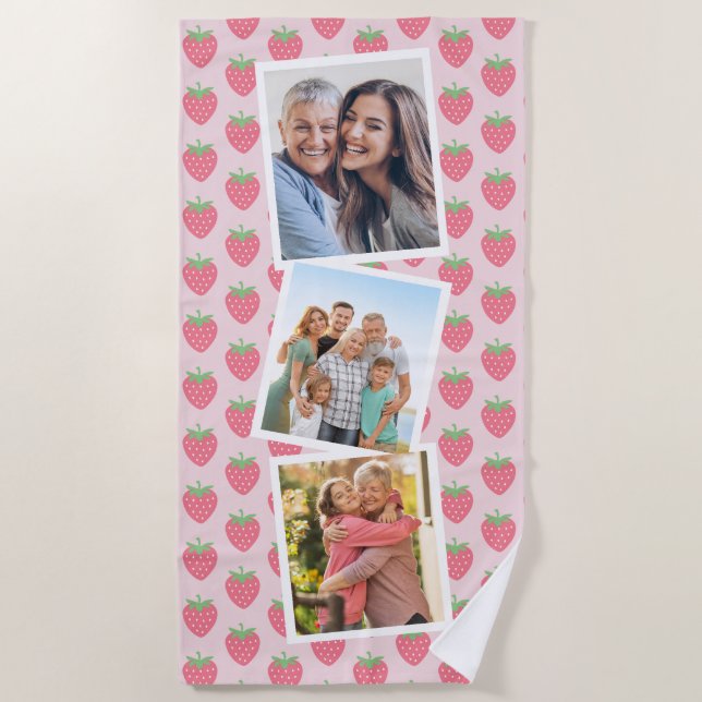 Serviette De Plage Collage photo de fraises (Devant)