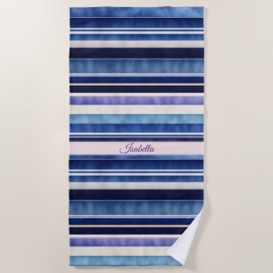 Serviette De Plage Collection de rayures de bateaux bleus de la Marin