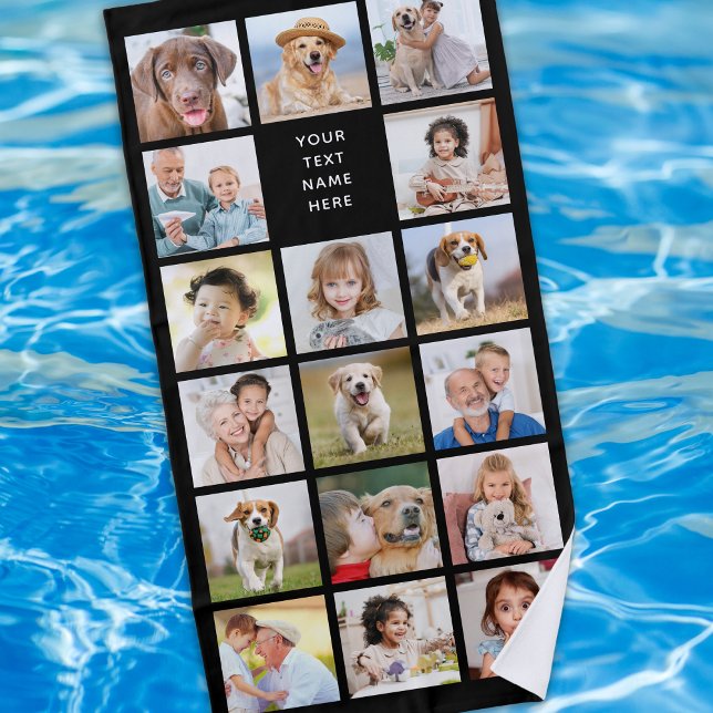 Serviette De Plage Collection photo moderne 11 noir personnalisé (Créateur téléchargé)