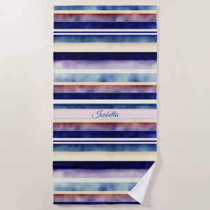 Serviette De Plage Collection populaire Summer Navy Blue Boat Stripes