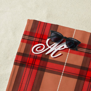 Serviette De Plage Collection Tartan Rouge Traditionnelle Tartan tend