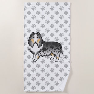 Serviette De Plage Colley Rough Blue Merle Mignon Chien de Dessin Ani