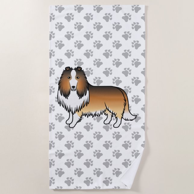 Serviette De Plage Colley Rough Sable Chien de Dessin Animé Mignon &  (Devant)