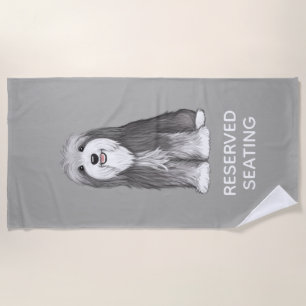 Serviette De Plage Collie à trait mou avec texte personnalisé