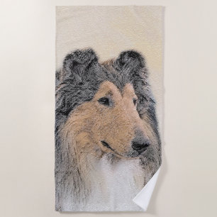 Serviette De Plage Collie (Rough) Peinture - Cute Original Dog Art