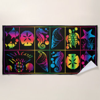 Serviette de plage colorée de la vie marine de Hil
