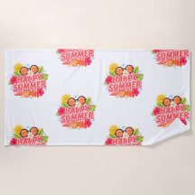 Serviette de plage colorée Happy Summer Sun & Seas