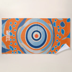 Serviette de plage colorée moderne rétro Evil Eye