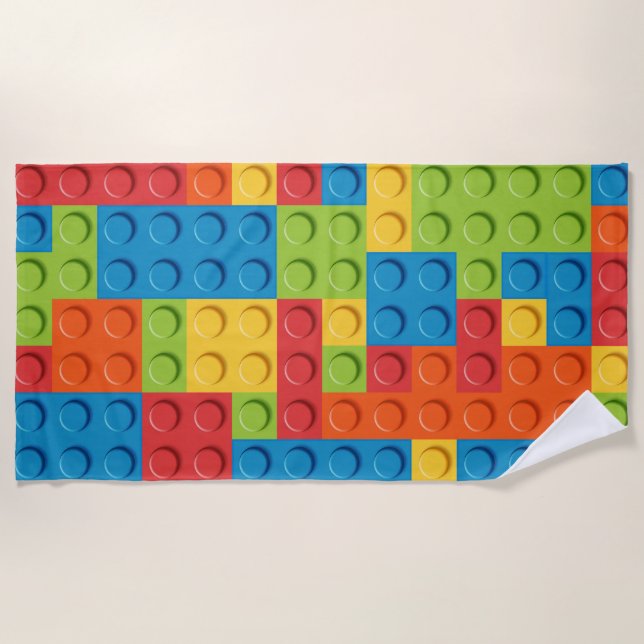 Serviette De Plage Colorful bricks kids pattern (Devant)