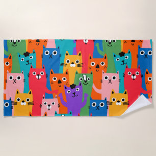 Serviette De Plage Colorful cats