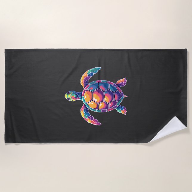 Serviette De Plage Colorful Splash Eastern Box Turtle (2) (Devant)