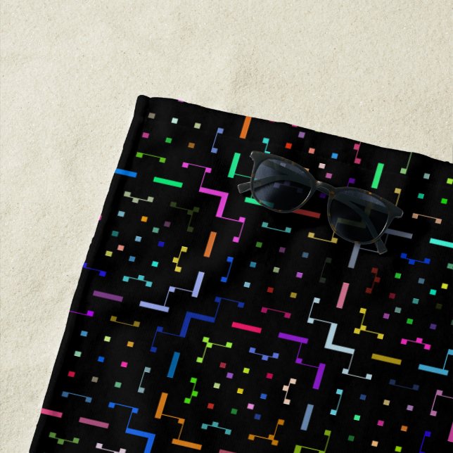 Serviette De Plage Colorful tech coding electronics pattern  (En situation)