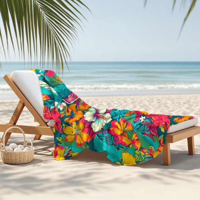 Serviette De Plage Colorful Tropical Flowers Pattern (Créateur téléchargé)