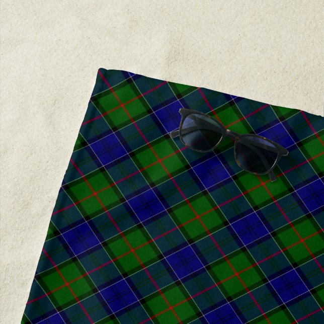 Serviette De Plage Colquhoun tartan bleu vert plaid (En situation)