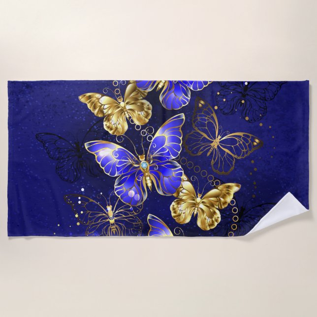 Serviette De Plage Composition avec papillons Sapphire (Devant)