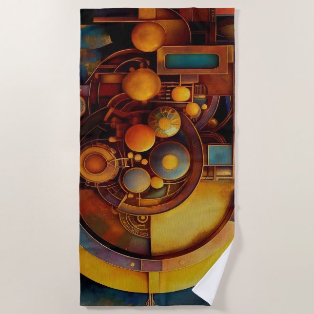 Serviette De Plage Composition d'orbite mécanique Steampunk (Devant)