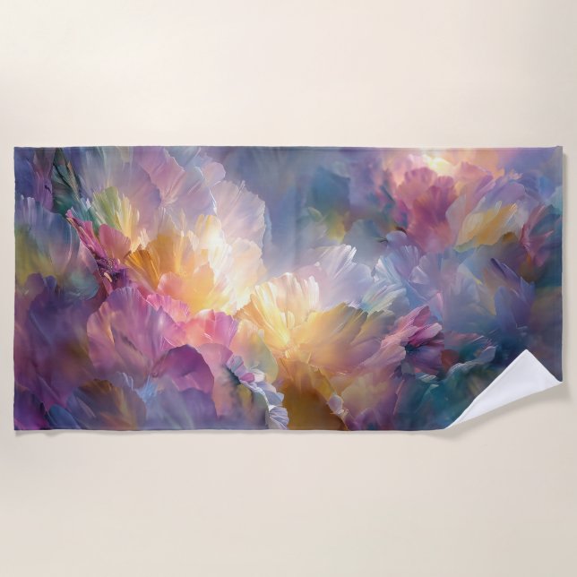 Serviette De Plage Composition florale pastel abstraite lumineuse (Devant)