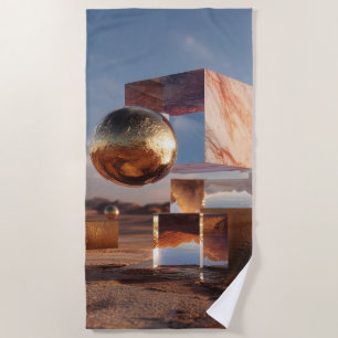 Serviette De Plage Composition géométrique surréaliste avec sphères d