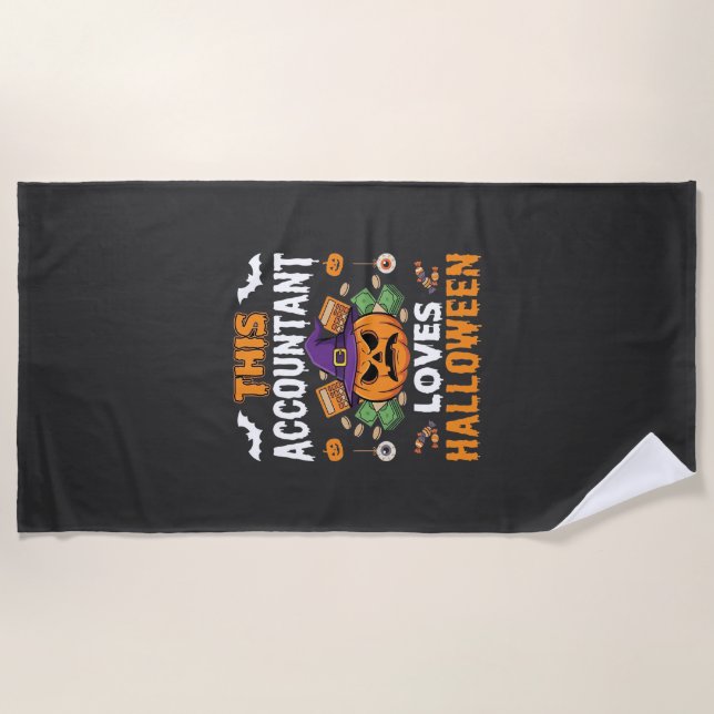 Serviette De Plage Comptable Aime Halloween Citrouille Comptable Desi (Devant)