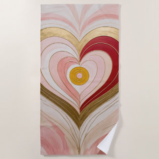 Serviette De Plage Concentric Heart Blossom