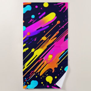 Serviette De Plage Conception Abstraite de brillance en néon dynamiqu