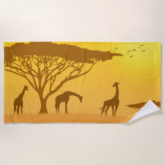 Serviette De Plage Conception africaine de coucher du soleil de