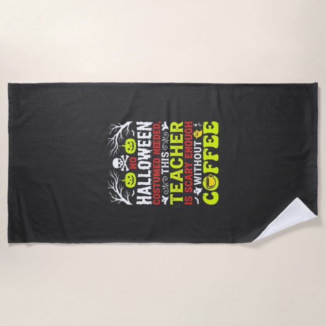 Serviette De Plage Conception de café assez effrayant pour Halloween  (Devant)