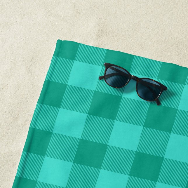 Serviette De Plage Conception de carreaux à carreaux gingham sarcelle (Créateur téléchargé)