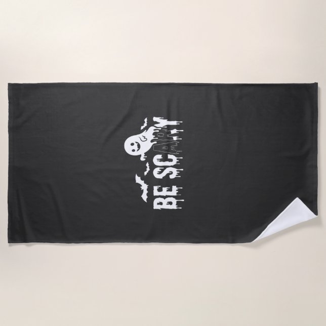 Serviette De Plage Conception de chauve-souris fantôme d'Halloween ef (Devant)