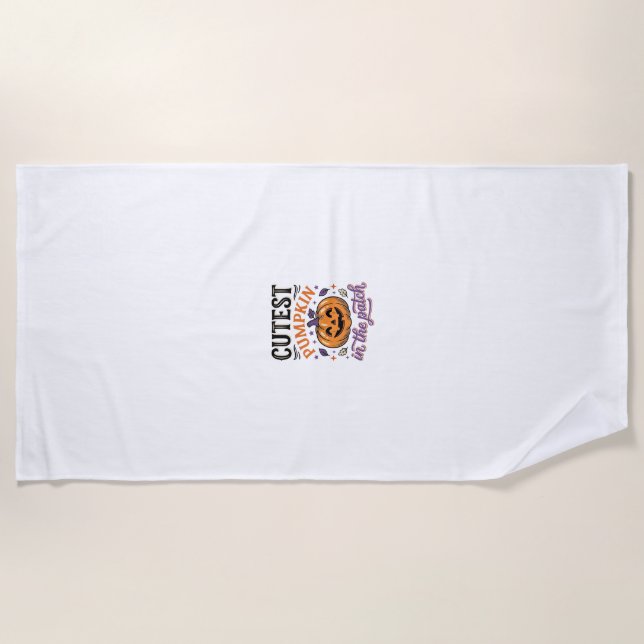 Serviette De Plage Conception de chemise Halloween Citrouille la plus (Devant)