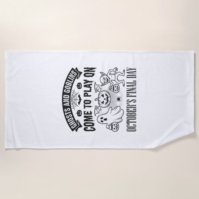 Serviette De Plage Conception de chemise Halloween Fantômes et Gobeli (Devant)